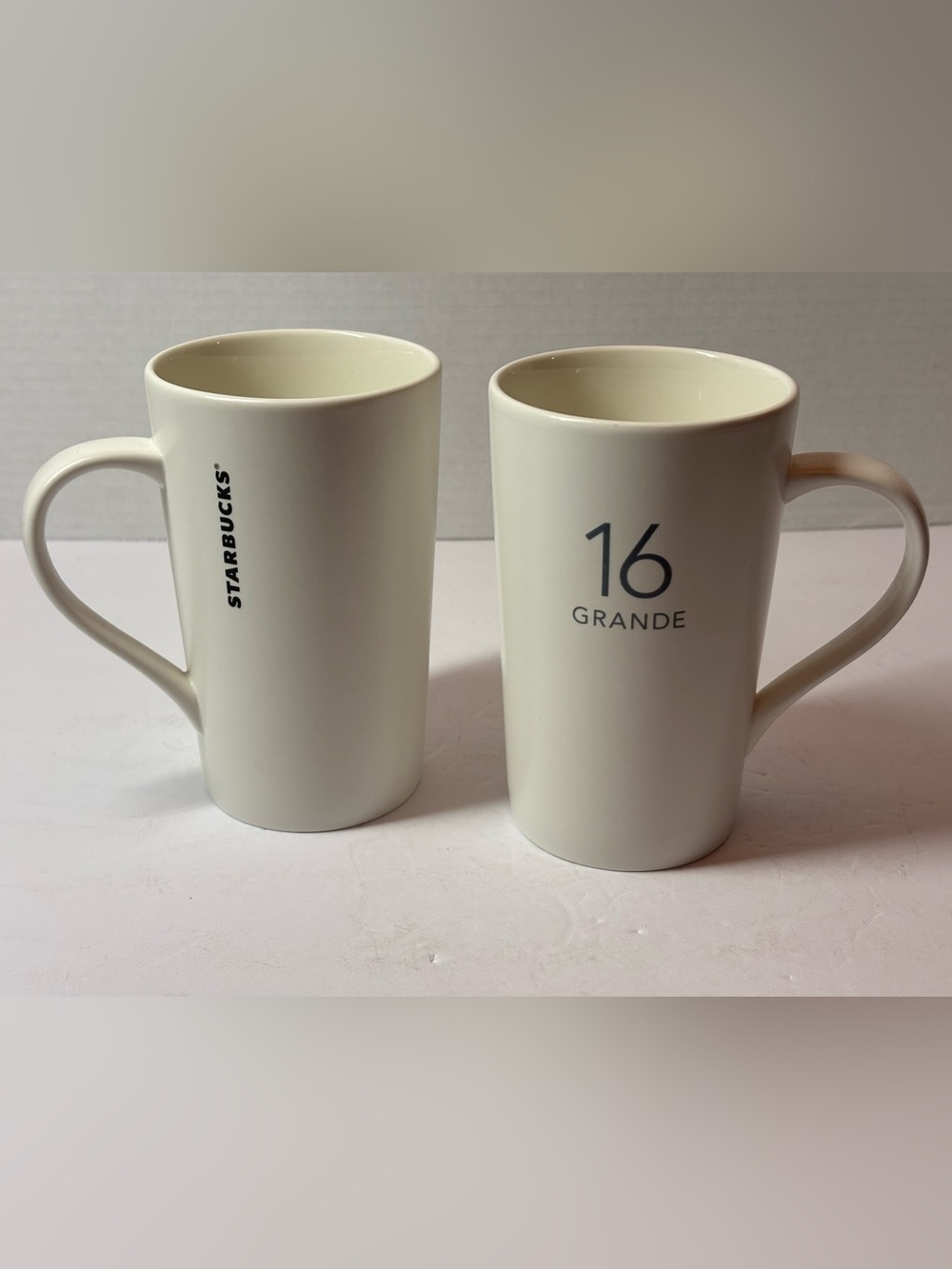 2 Starbucks Mugs Cups 16oz. Grande White Ceramic 2011 MINT